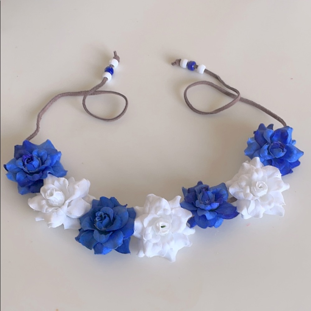 Penn State themed Blue and white flower headband
